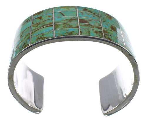Sterling Silver Turquoise Inlay Southwest Cuff Bracelet CX49526